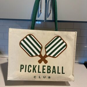 Pickleball Club Tote Bag with Green Handles